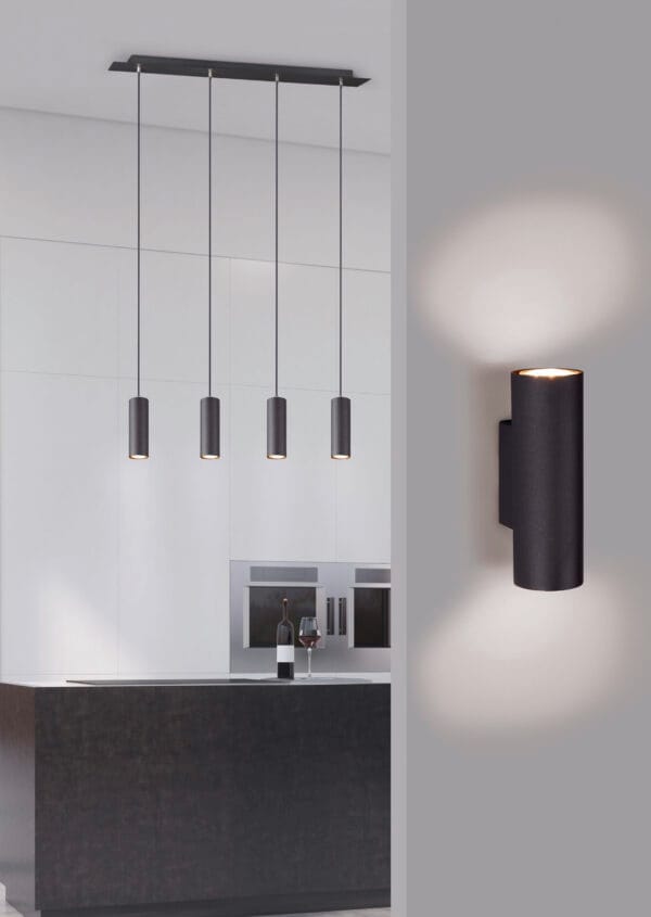 Suspension 4 lumières GU10 métal noir – Image 3