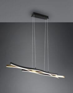Suspension LED métal doré satiné/noir