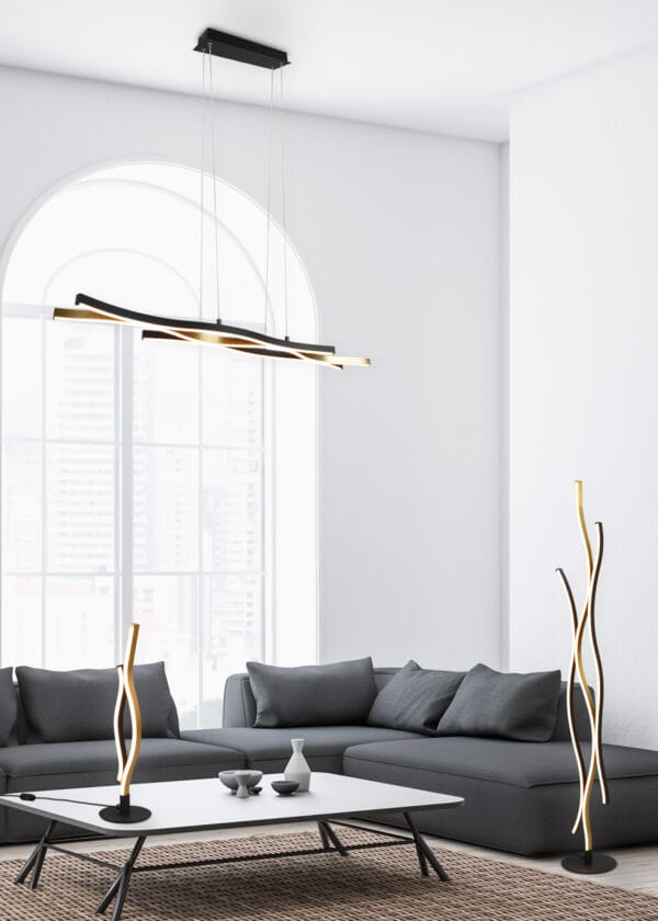 Suspension LED métal doré satiné/noir – Image 3