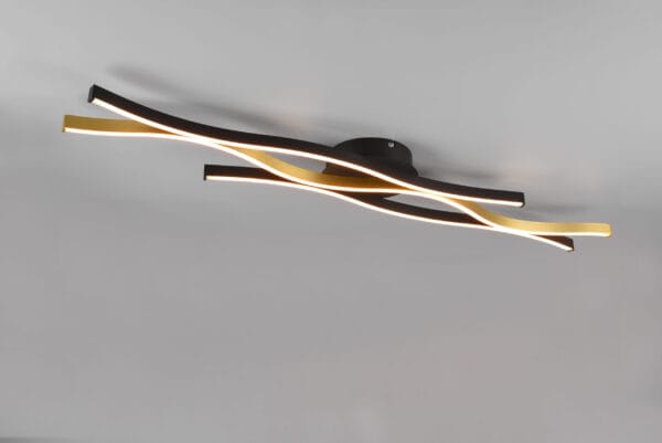 Plafonnier LED métal doré satiné/noir – Image 2