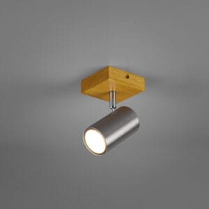 Spot GU10 bois clair/métal nickel
