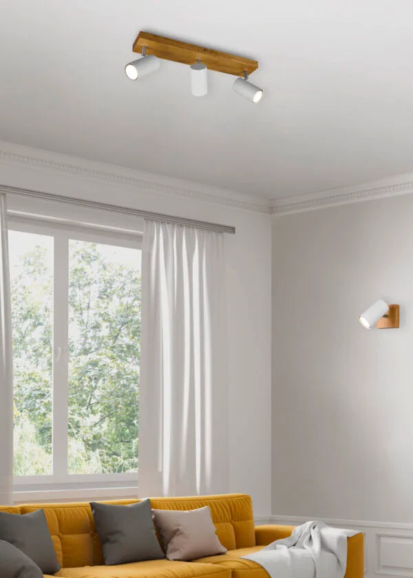 Spot GU10 bois clair/métal blanc – Image 3