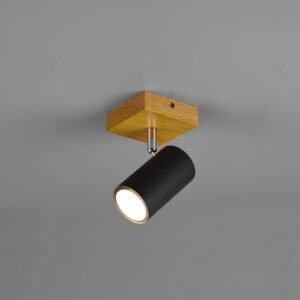 Spot GU10 bois clair/métal noir