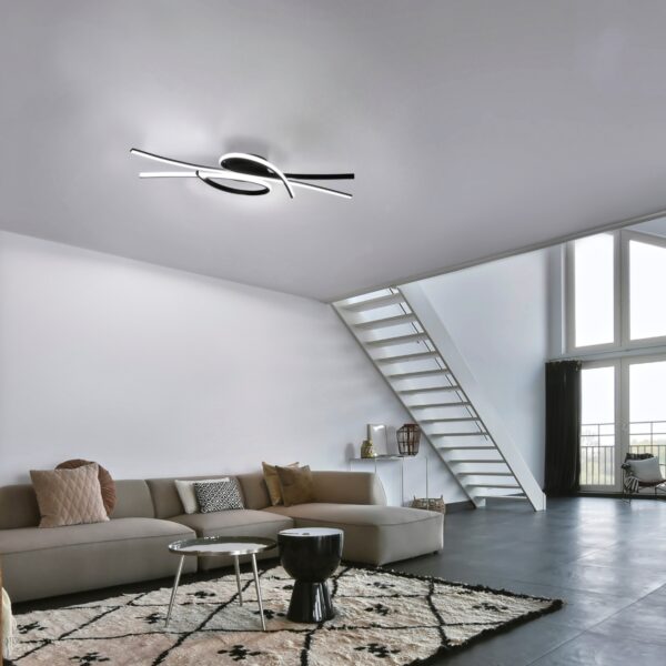 Plafonnier LED métal noir – Image 2