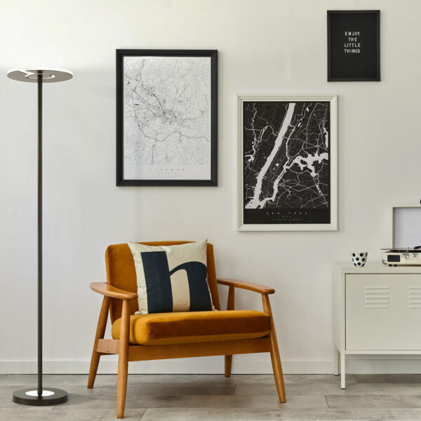 Lampadaire LED métal noir – Image 2