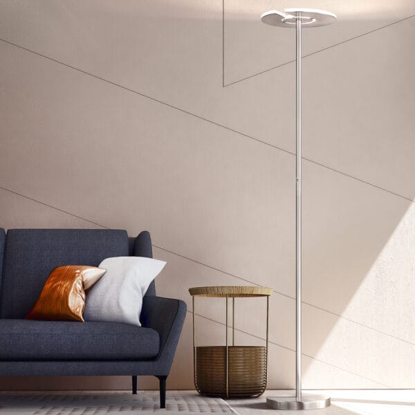 Lampadaire LED métal nickel – Image 2