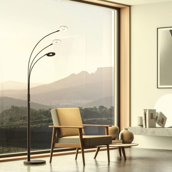Lampadaire LED métal noir – Image 2