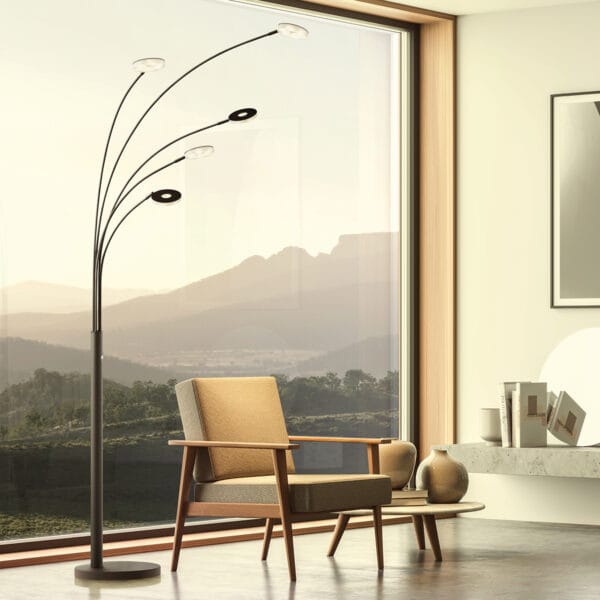Lampadaire LED métal noir – Image 2