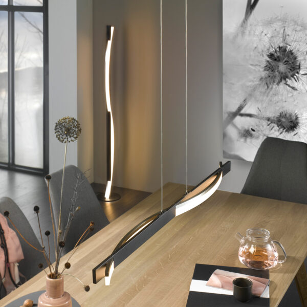 Lampadaire LED métal noir – Image 2