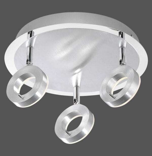 Plafonnier 3 spots LED acier/chrome