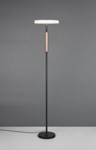 Lampadaire métal noir/coffee verre opale