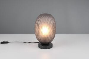 Lampe métal noir verre fumé