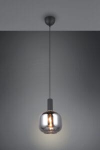 Suspension métal noir/doré verre fumé