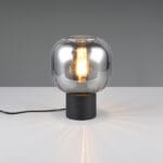 Lampe métal noir/doré verre fumé