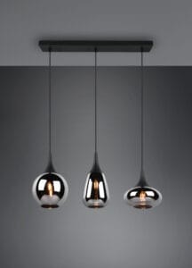Suspension métal noir verre fumé