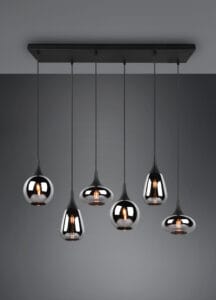 Suspension métal noir verre fumé