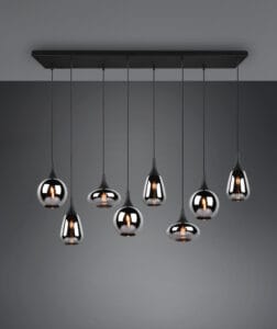 Suspension métal noir verre fumé