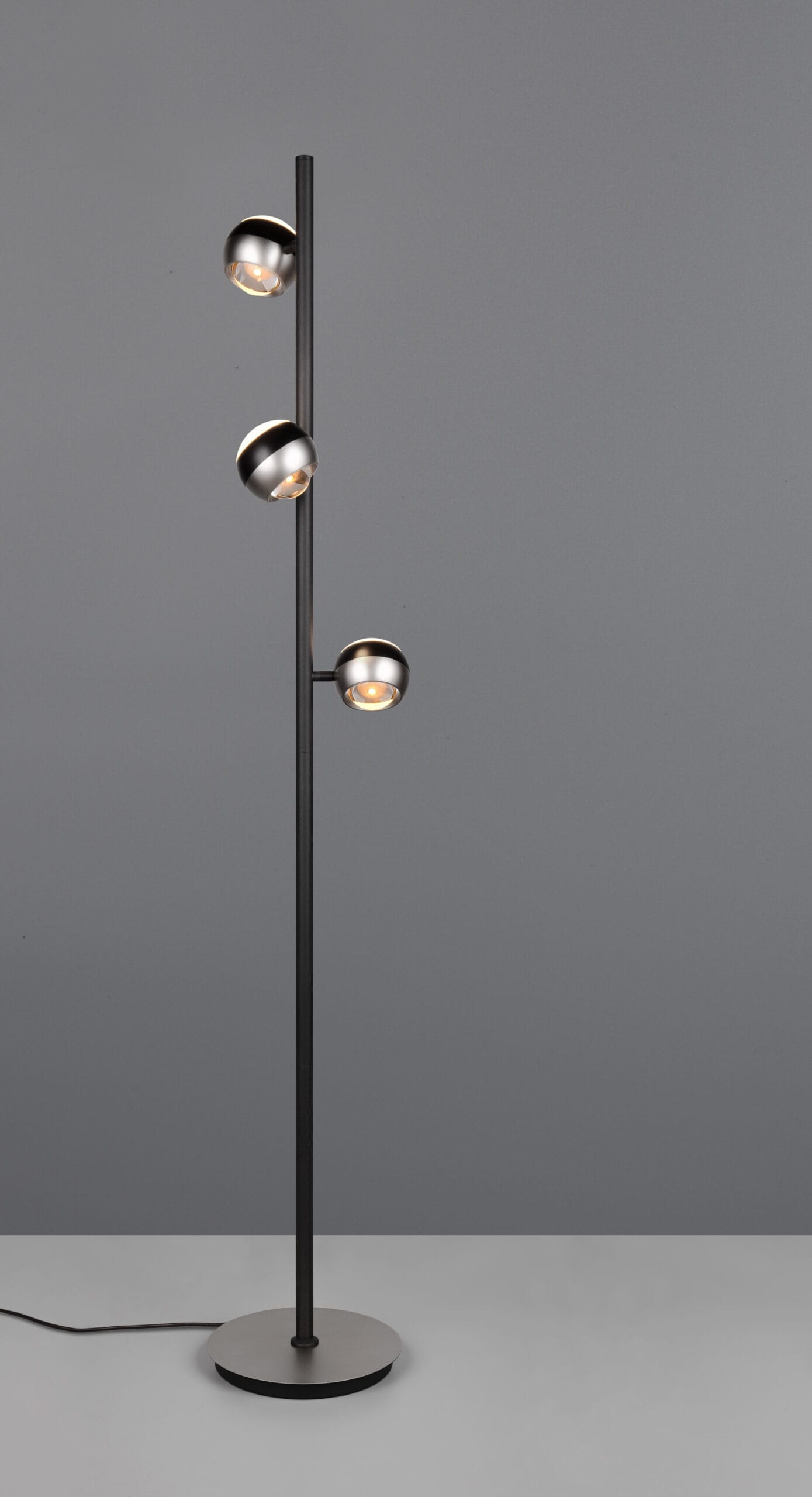 Lampadaire LED métal noir/nickel