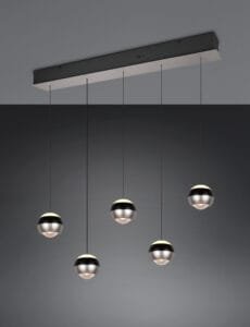 Suspension LED métal noir/nickel