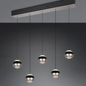 Suspension LED métal noir/nickel