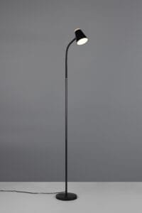 Lampadaire LED noir/bois clair