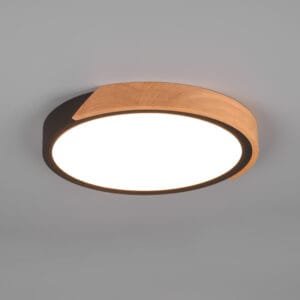 Plafonnier LED noir/bois