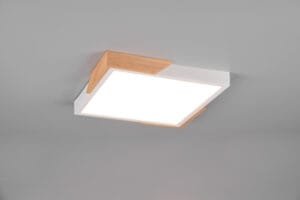 Plafonnier LED blanc/bois
