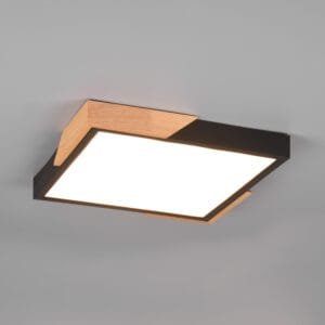 Plafonnier LED noir/bois