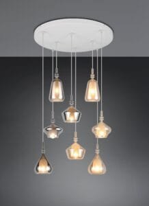 Suspension métal blanc verre ambre/fumé