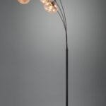 Lampadaire métal noir verre ambre