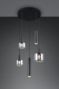 Suspensions métal noir verre fumé