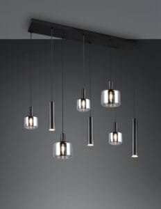 Suspensions métal noir verre fumé