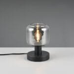 Lampe métal noir verre fumé