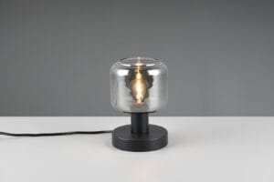 Lampe métal noir verre fumé