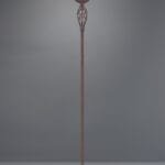 Lampadaire métal rouille vasque verre dépoli