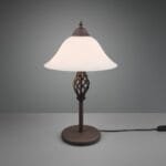 Lampe métal rouille verre dépoli
