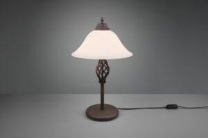 Lampe métal rouille verre dépoli