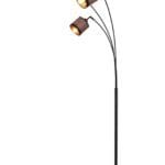 Lampadaire arc noir abat-jour noir et taupe