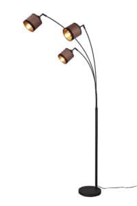 Lampadaire arc noir abat-jour noir et taupe