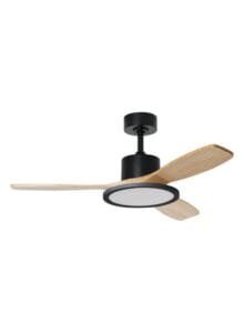 Ventilateur à pales finition noir/bois clair