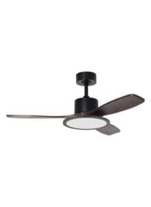 Ventilateur à pales finition noir/bois fonce