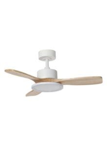 Ventilateur à pales finition blanc/bois clair