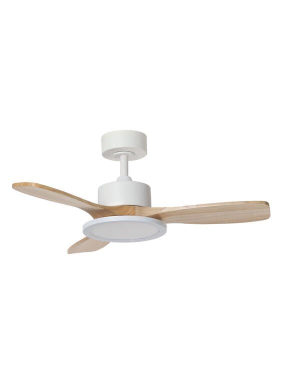 Ventilateur à pales finition blanc/bois clair