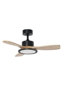 Ventilateur à pales finition noir/bois clair