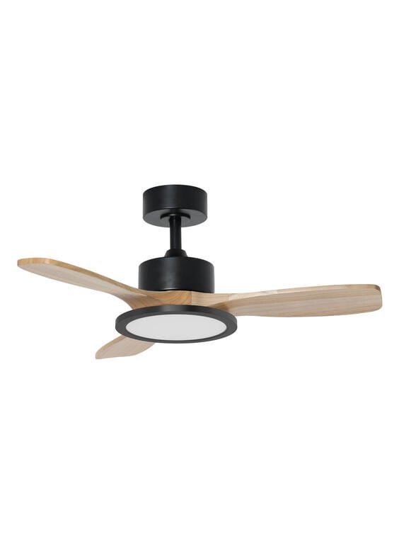 Ventilateur à pales finition noir/bois clair