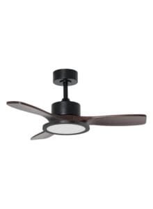 Ventilateur à pales finition noir/bois fonce