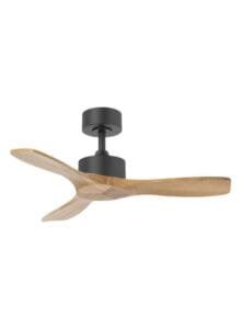 Ventilateur à pales finition noir/bois clair