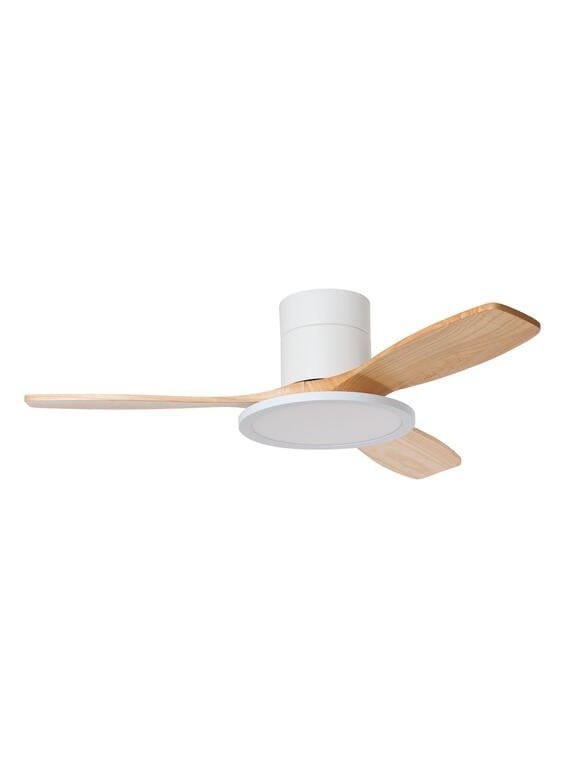 Ventilateur à pales finition blanc/bois clair