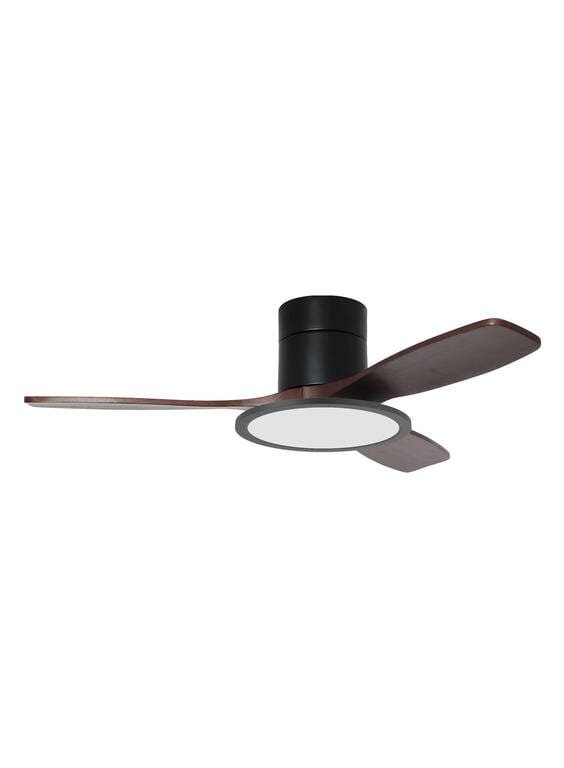 Ventilateur à pales finition noir/bois fonce