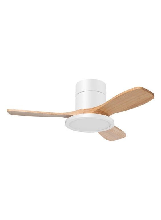 Ventilateur à pales finition blanc/bois clair